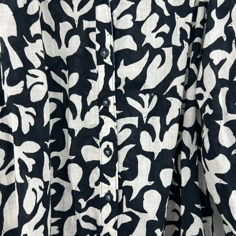 Danielle Kroll for Anthropologie Navy White Cotton Blouse Women's XS - Picture 3 of 6